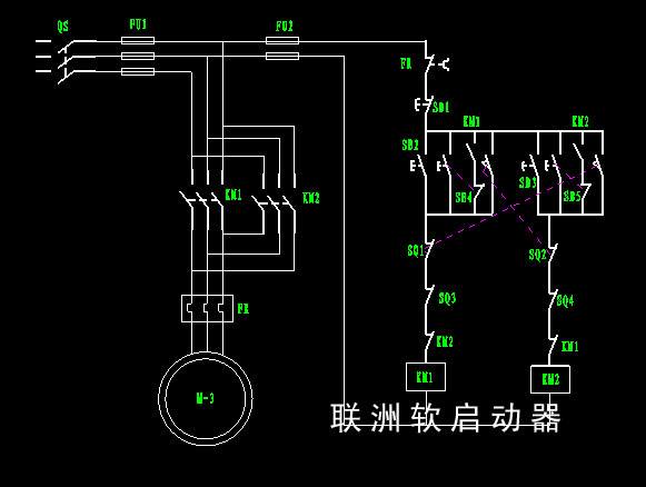 三相電機帶點動的正反轉(zhuǎn)電路 三相電機帶點動的正反轉(zhuǎn)電路